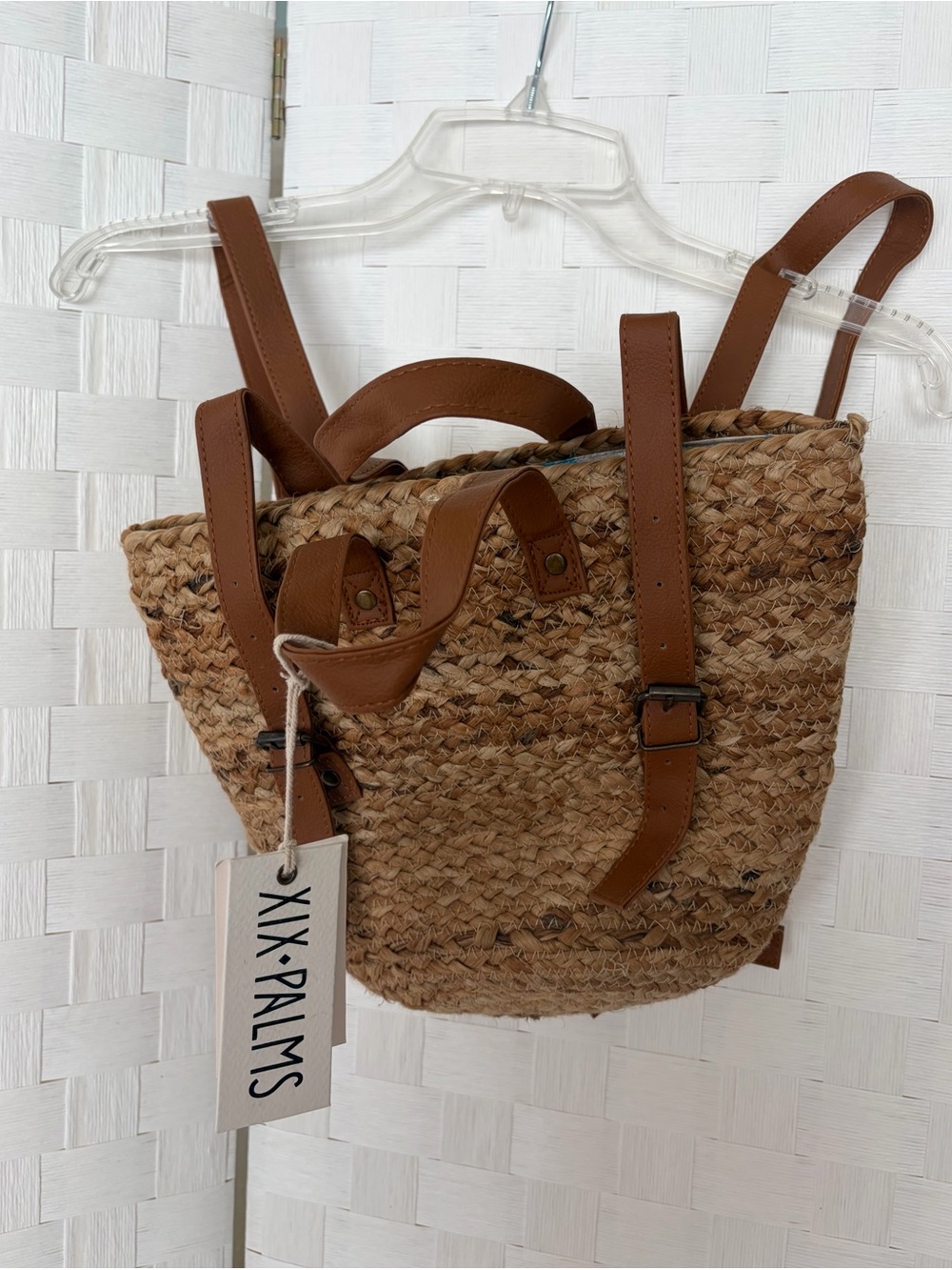NWT XIX-Palms The Shorebreak Picnic Cooler Brown Woven Jute Backpack
